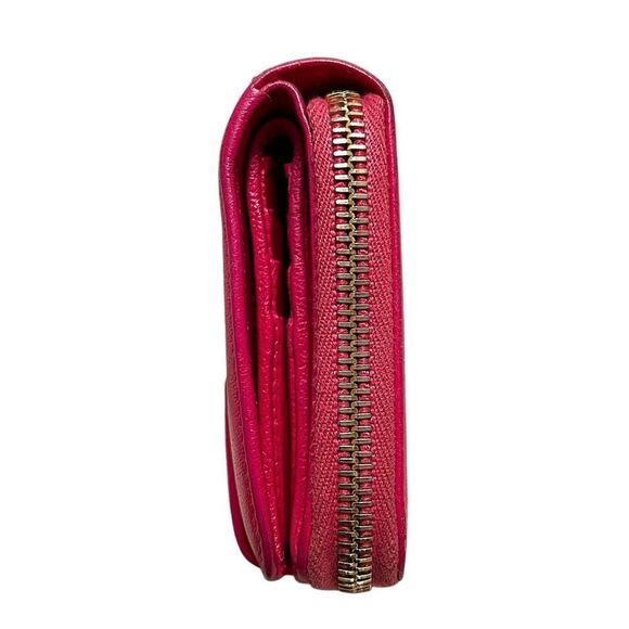 Authentic Yves Saint Laurent Calfskin Belle French Wallet In Fuchsia - Picture 4 of 15
